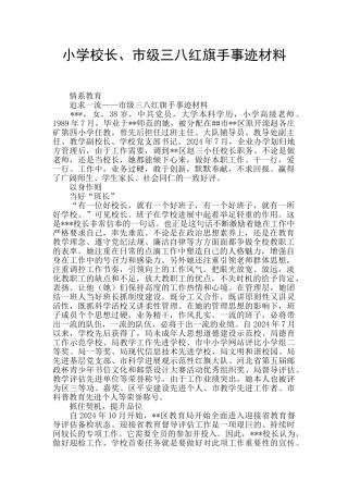 小学校长、市级三八红旗手事迹材料