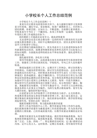 小学校长个人工作总结范例