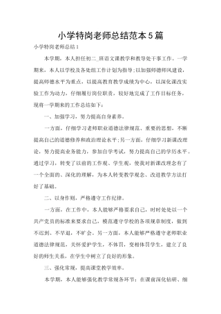 小学特岗教师总结范本5篇