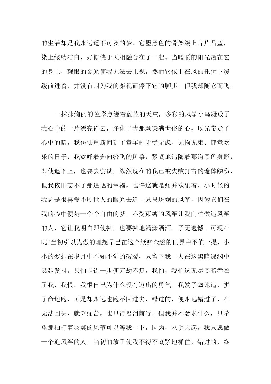 小学生800字的追风筝的人读后感范文_第2页