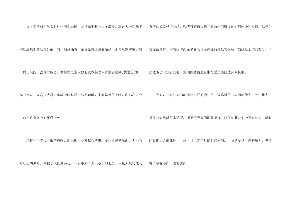 小学生《巴黎圣母院》读后感600字8篇_第2页