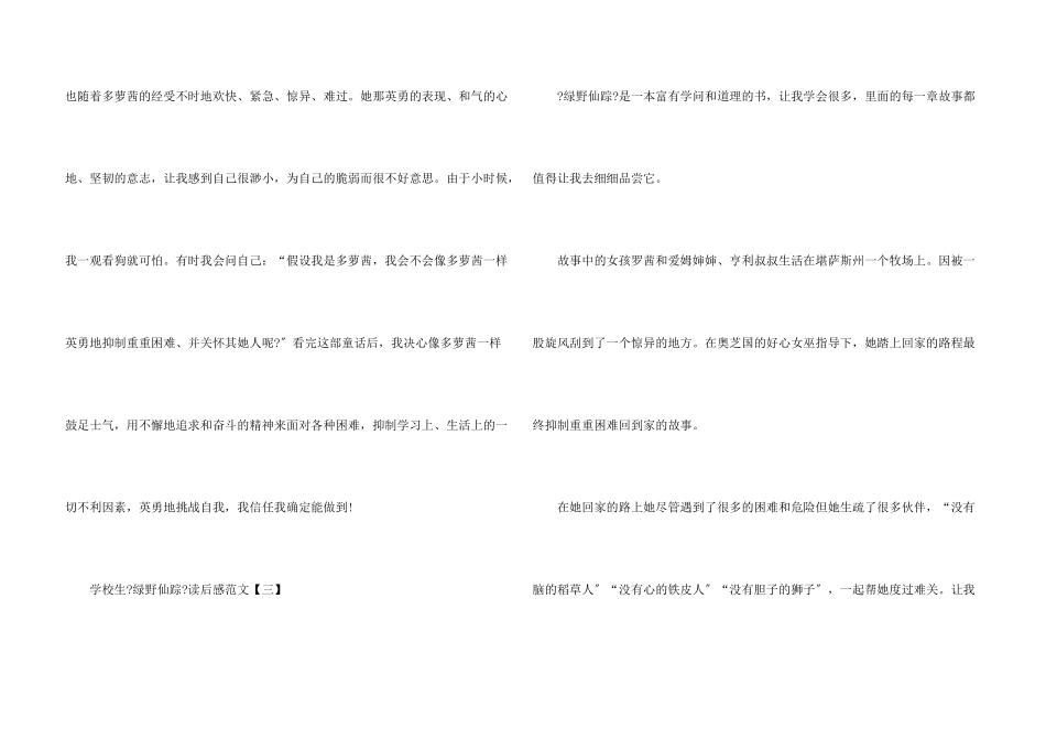小学生《绿野仙踪》读后感_第3页