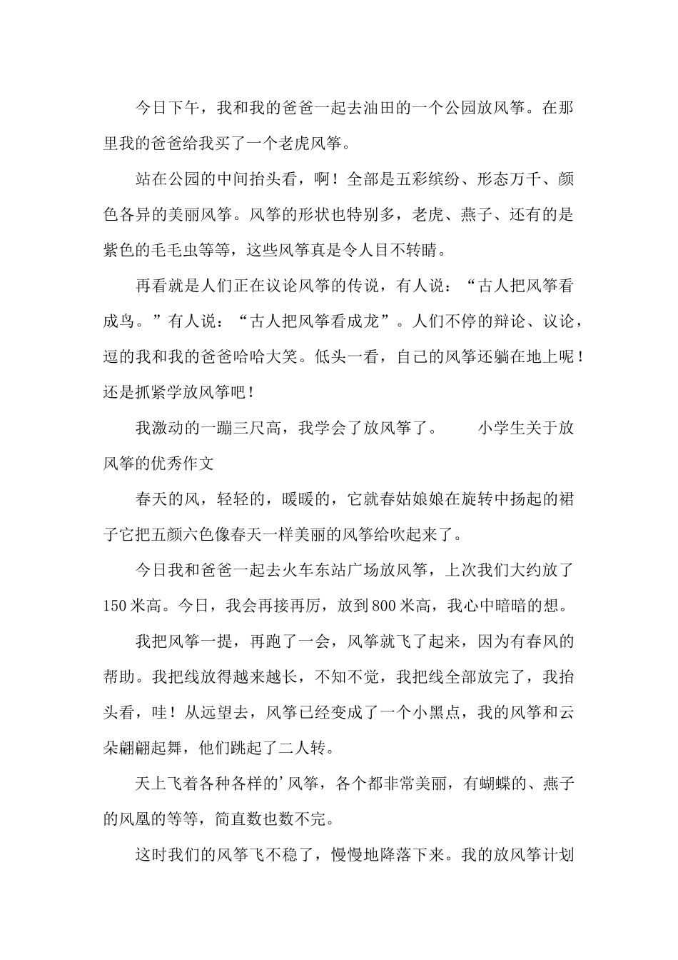 小学生关于放风筝的优秀作文_第2页