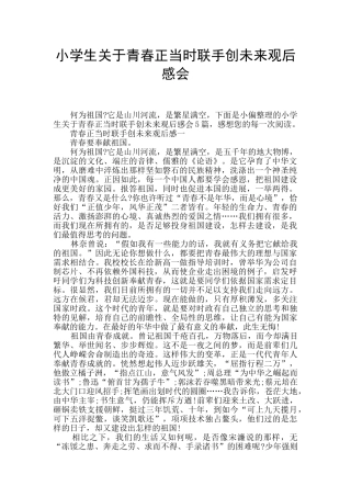 小学生关于青春正当时联手创未来观后感会