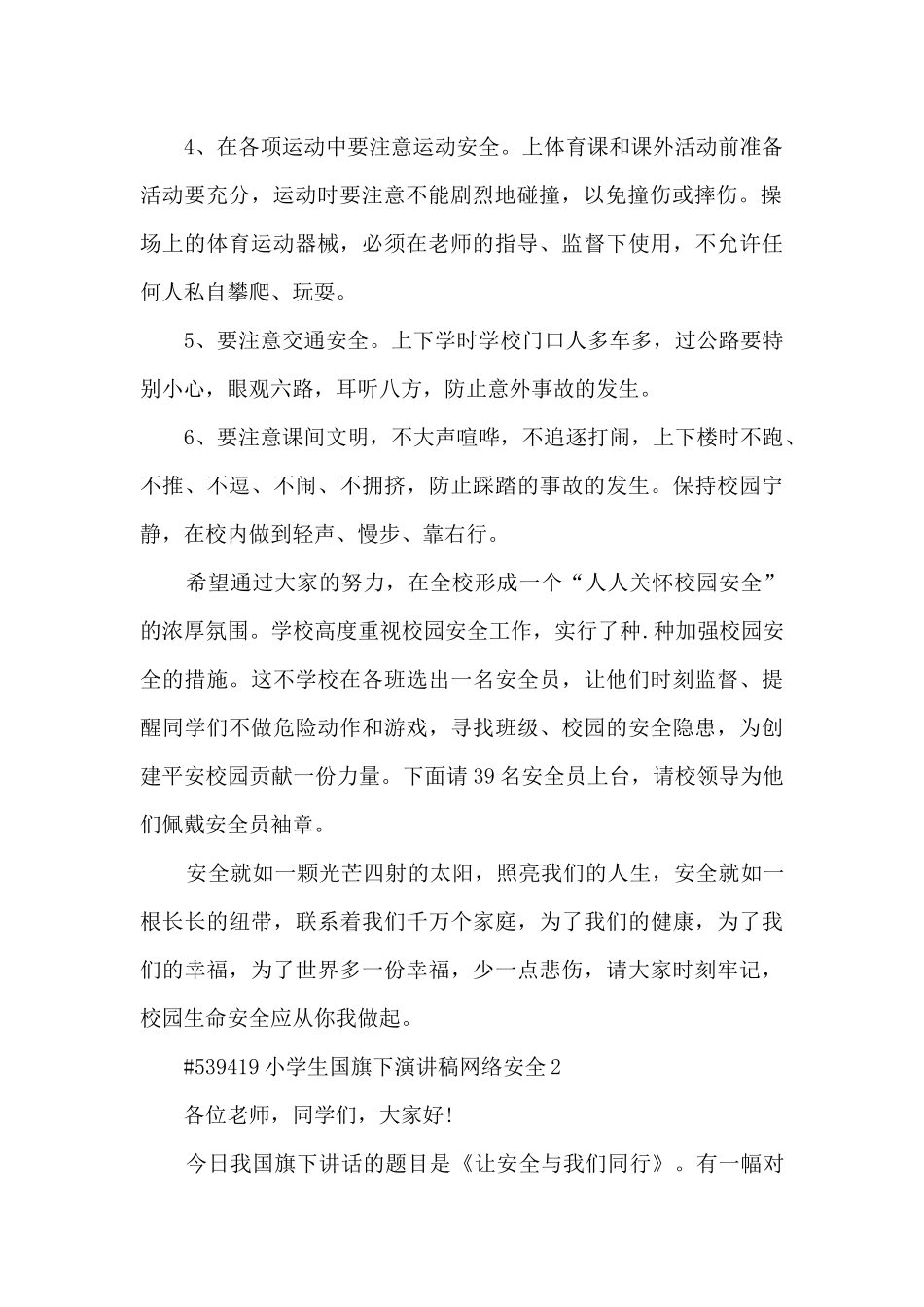 小学生国旗下演讲稿网络安全5篇_第2页