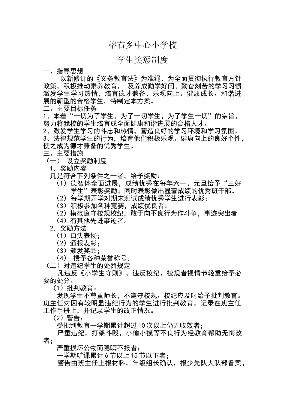 小学生奖惩制度_第1页