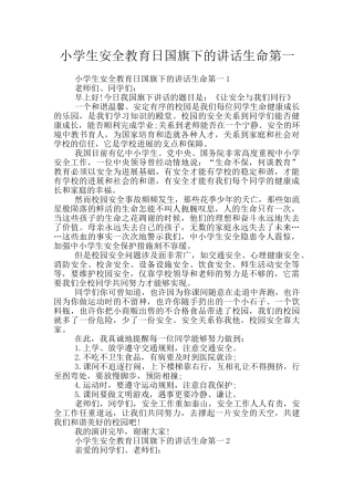 小学生安全教育日国旗下的讲话生命第一
