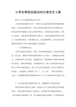 小学生寒假实践活动方案范文4篇