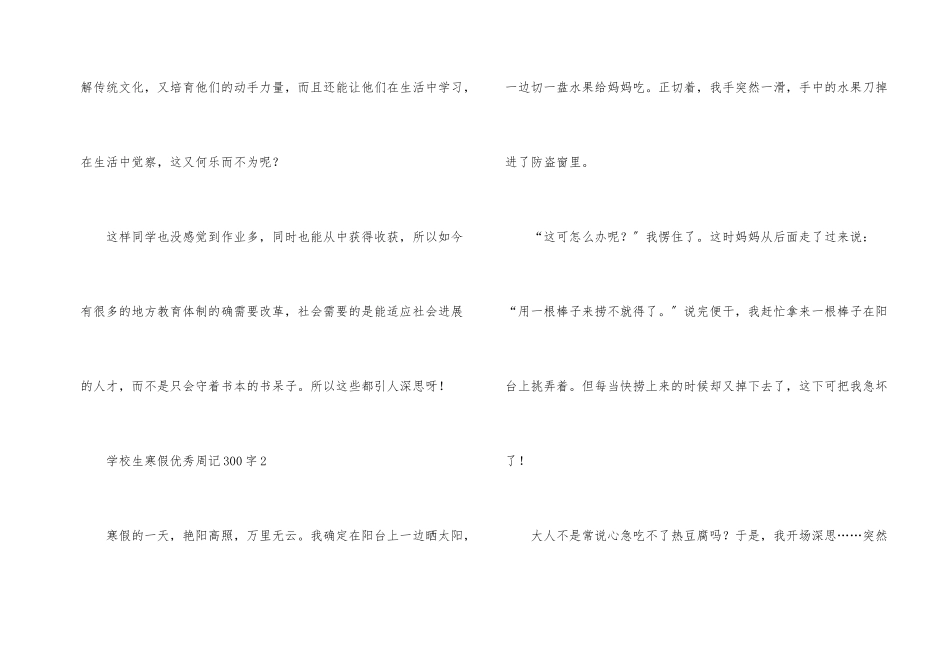 小学生寒假优秀周记300字（26篇）_第2页