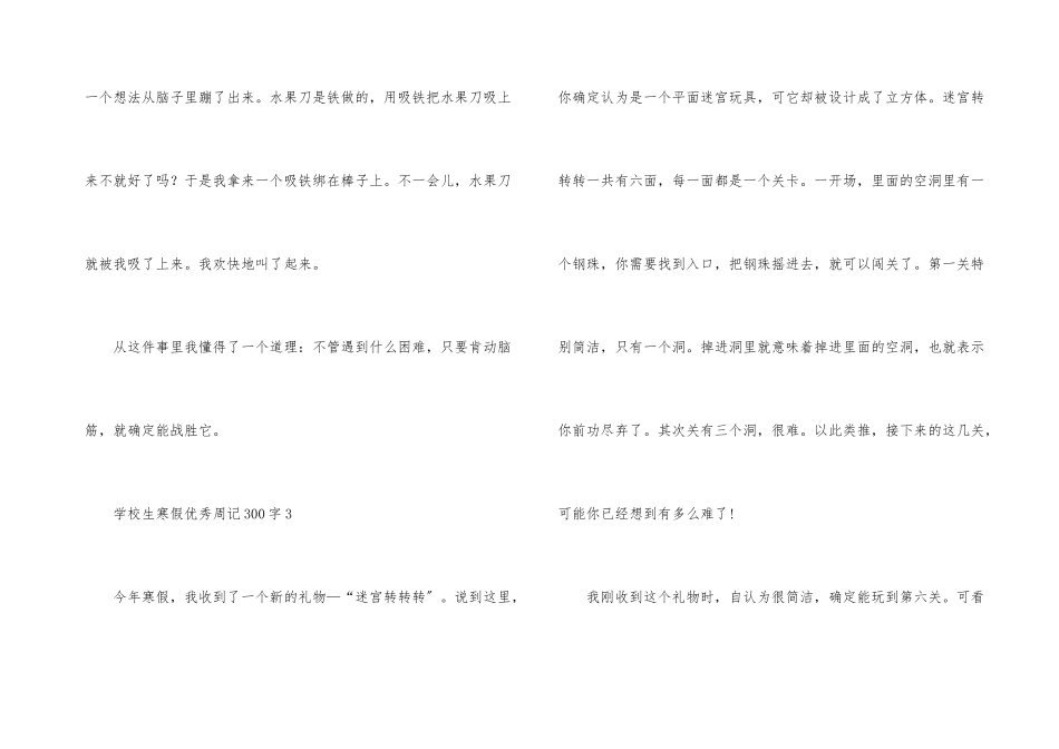 小学生寒假优秀周记300字（26篇）_第3页