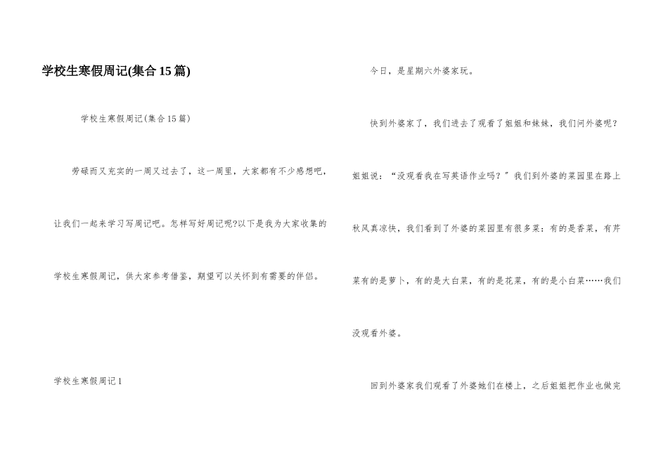 小学生寒假周记_第1页