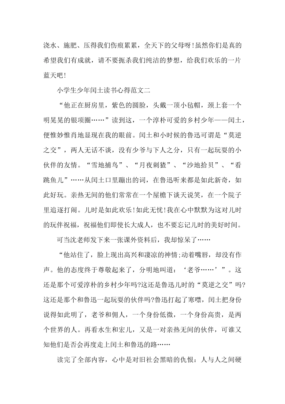 小学生少年闰土读书心得五篇范文_第2页