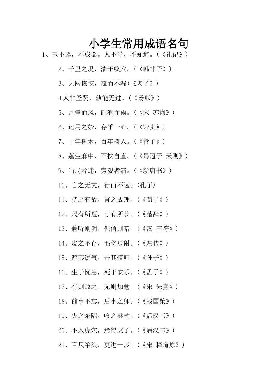 小学生常用成语名句_第1页
