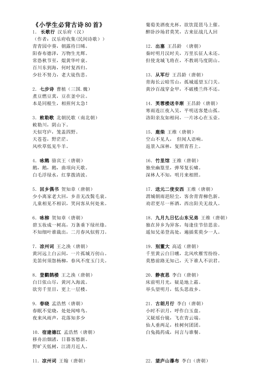 小学生必背古诗81首_第1页