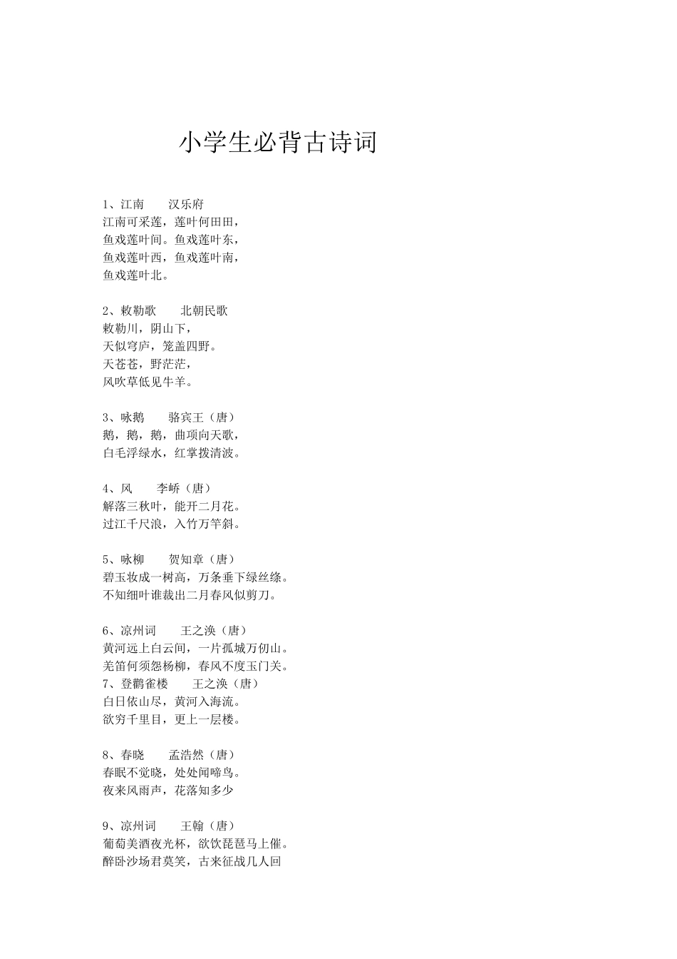 小学生必背200首古诗_第1页