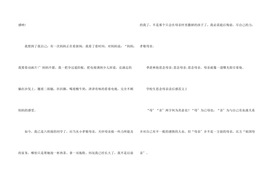 小学生怀念母亲读后感_第2页