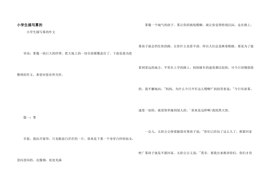 小学生描写雾的_第1页