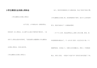 小学生暑假社会实践心得体会