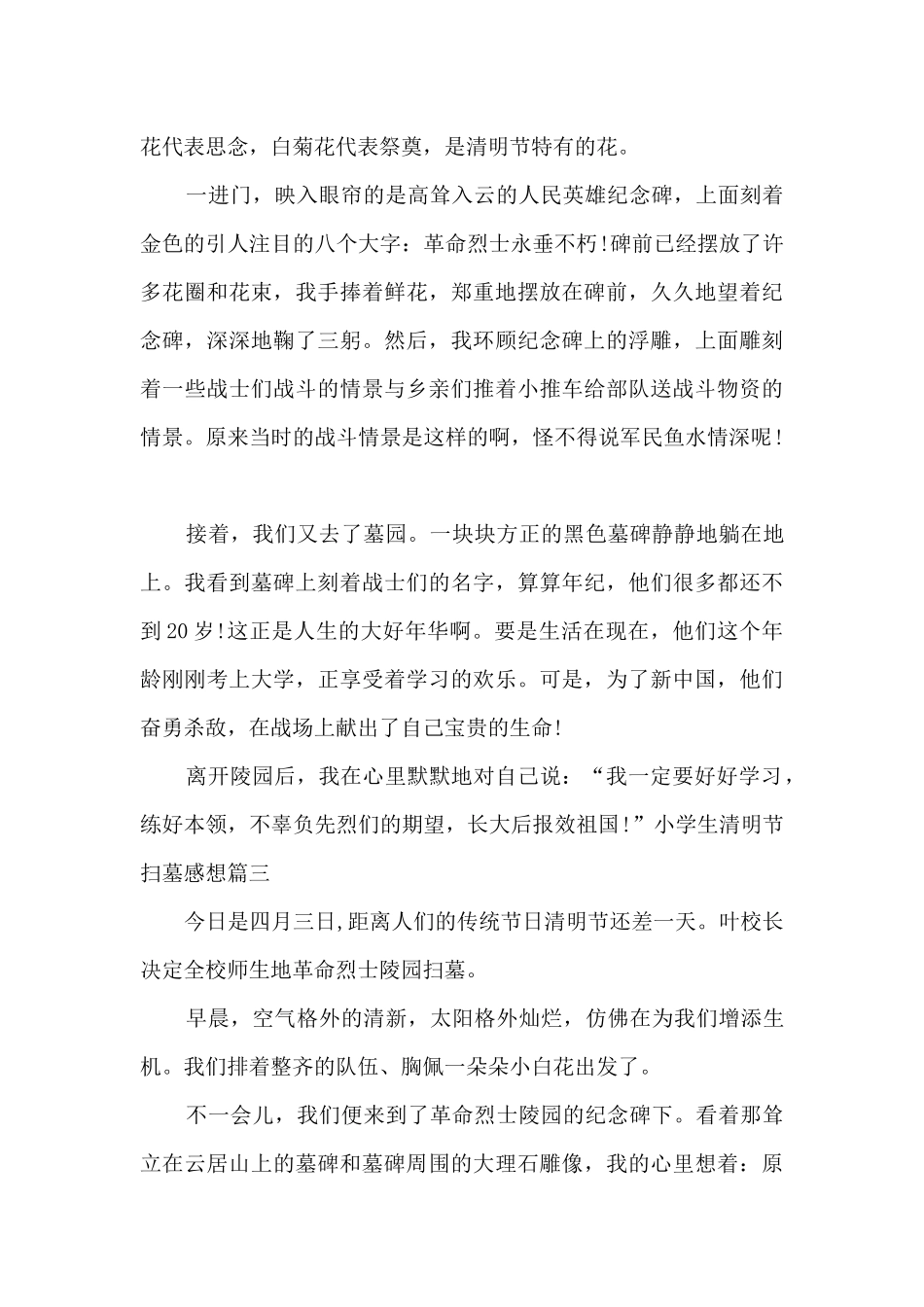 小学生清明节扫墓感想优秀三篇_第2页