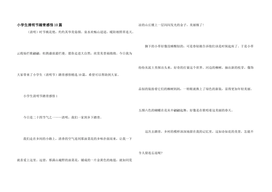 小学生清明节踏青感悟10篇_第1页