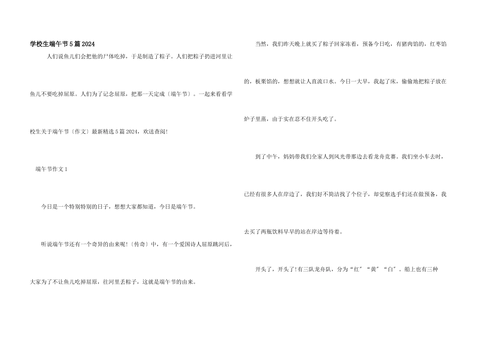 小学生端午节5篇2024_第1页