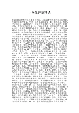 小学生评语精选