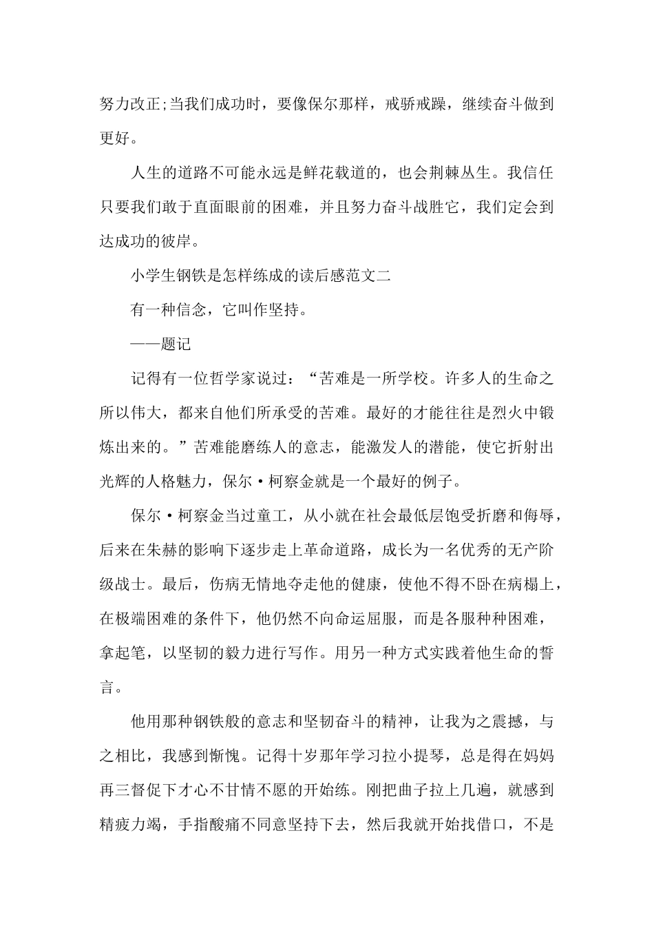 小学生钢铁是怎样练成的读后感5篇范文_第2页