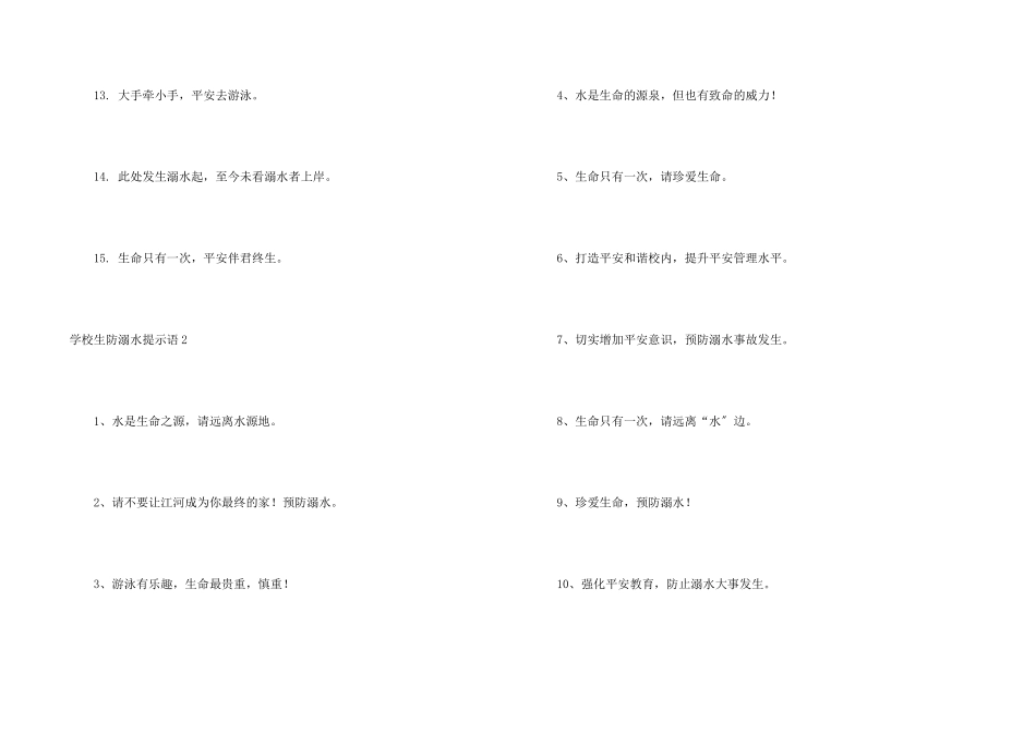 小学生防溺水提示语9篇_第2页