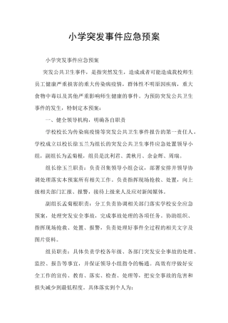 小学突发事件应急预案
