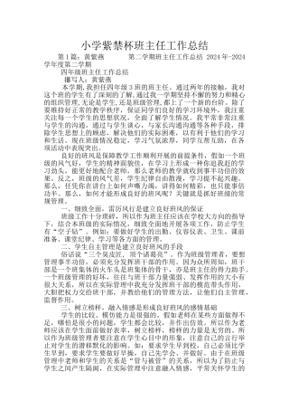 小学紫禁杯班主任工作总结