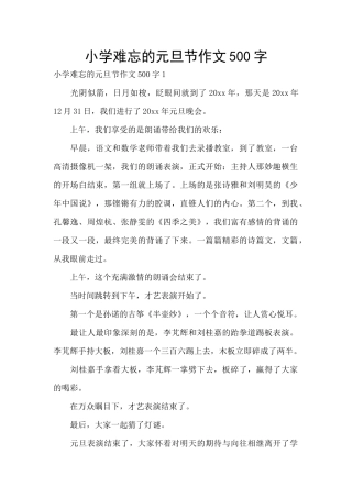 小学难忘的元旦节作文500字