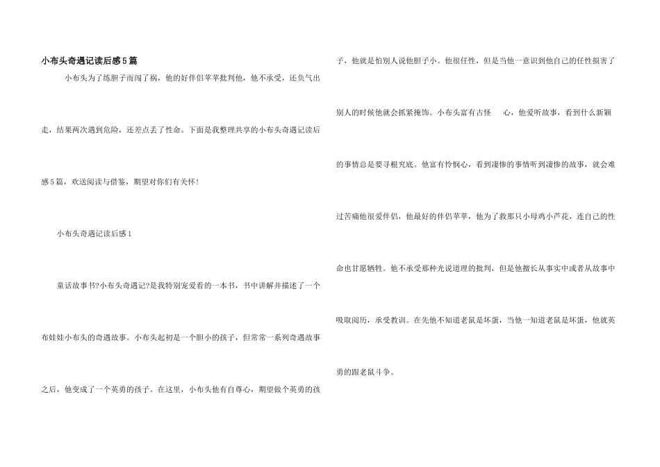 小布头奇遇记读后感5篇_第1页