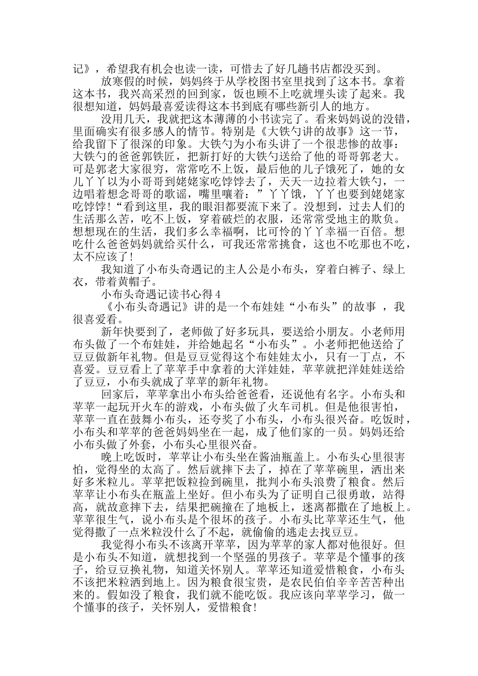 小布头奇遇记读书心得范文5篇_第2页