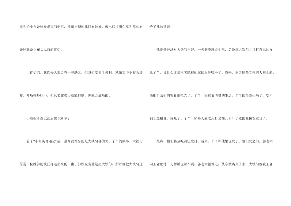 小布头奇遇记读后感400字_第2页