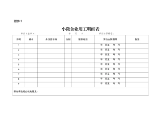小微企业用工明细表
