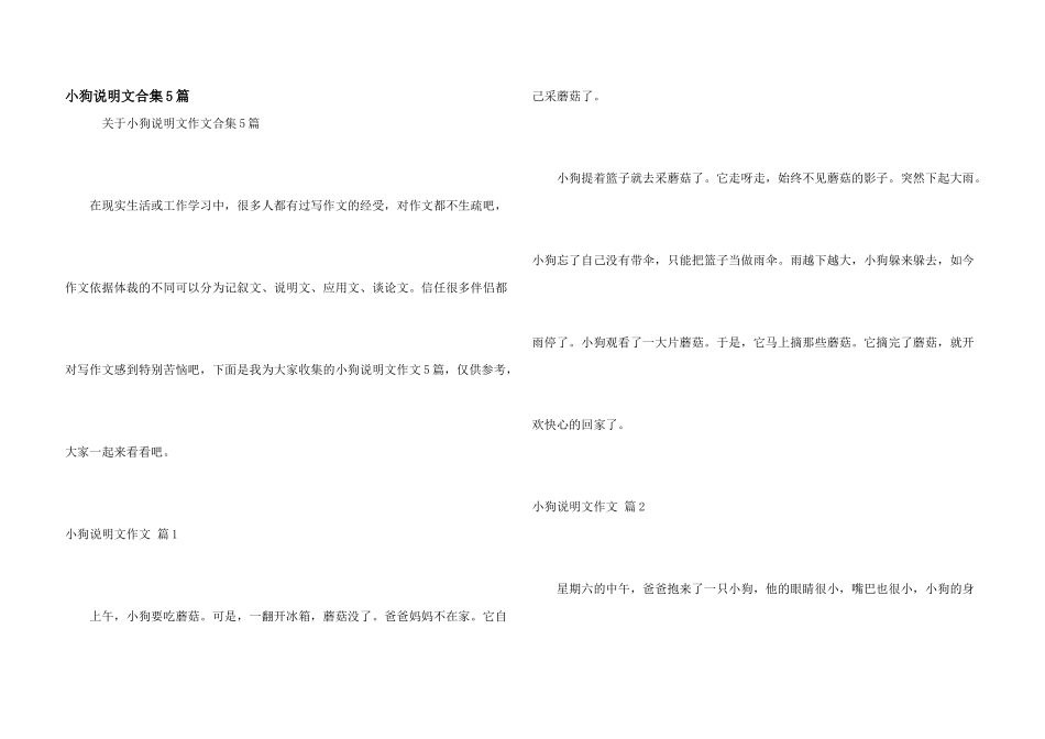 小狗说明文合集5篇_第1页