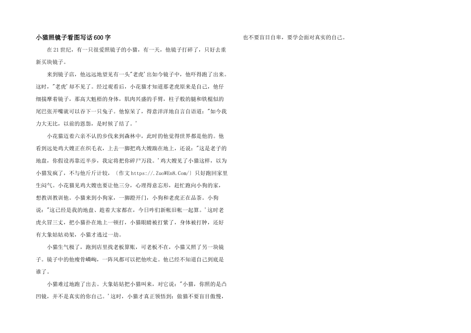 小猫照镜子看图写话600字_第1页