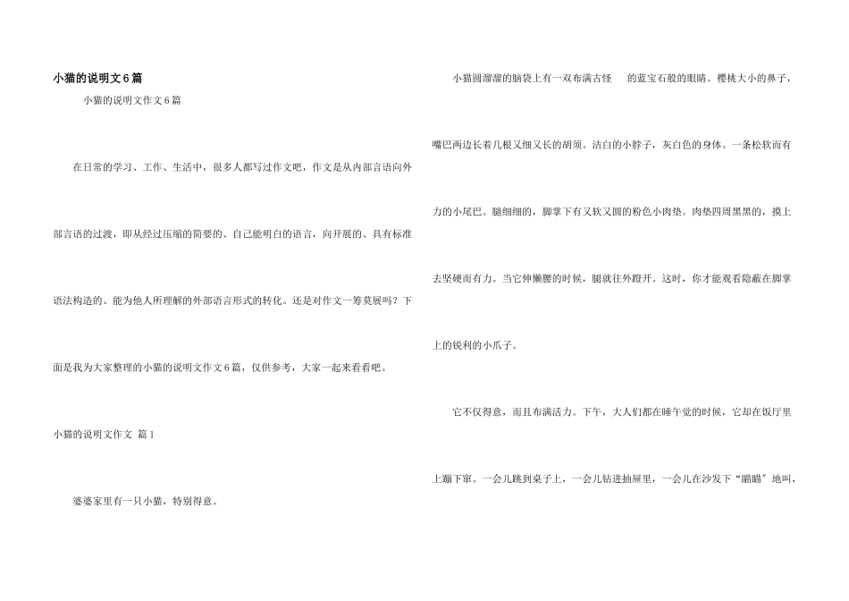 小猫的说明文6篇_第1页