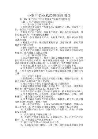 小生产企业总经理岗位职责