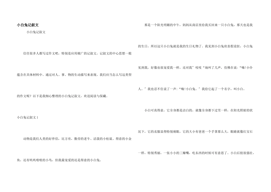 小白兔记叙文_第1页