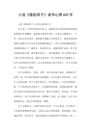 小说《骆驼祥子》读书心得600字