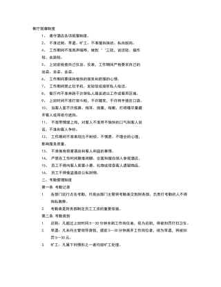 小饭店规章制度