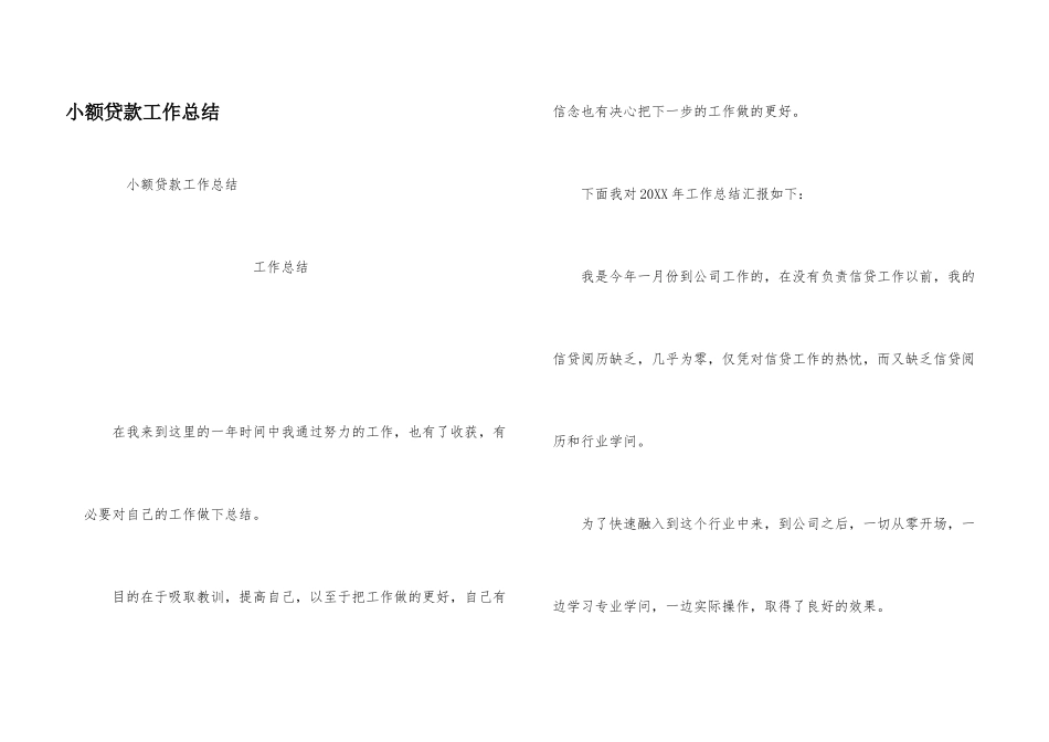 小额贷款工作总结_第1页