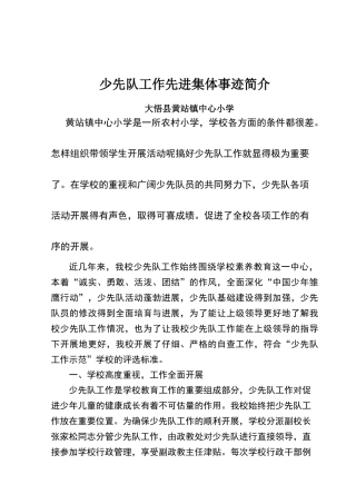 少先队示范学校申报材料