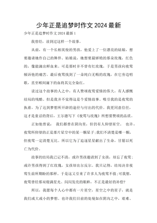 少年正是追梦时作文2024最新