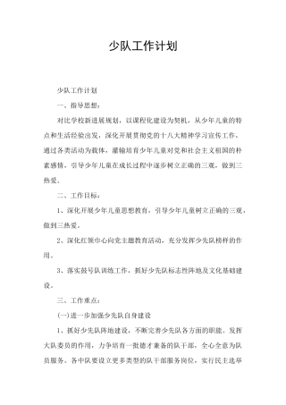 少队工作计划