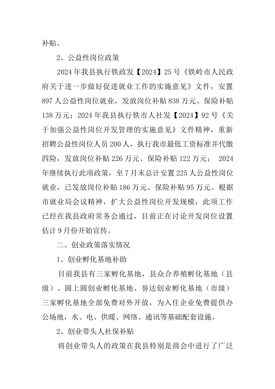 就业创业政策落实情况汇报_第2页