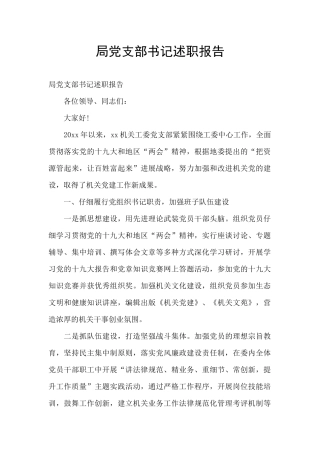 局党支部书记述职报告