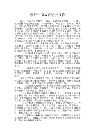 履行一岗双责情况报告