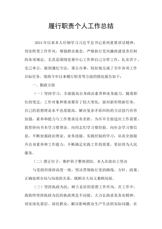 履行职责个人工作总结
